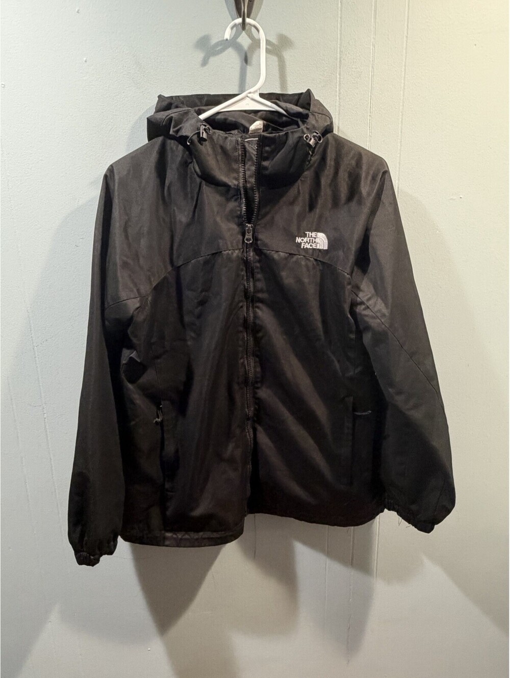 Womens THE NORTH FACE Black Hooded Windbreaker Jacket - Size Large